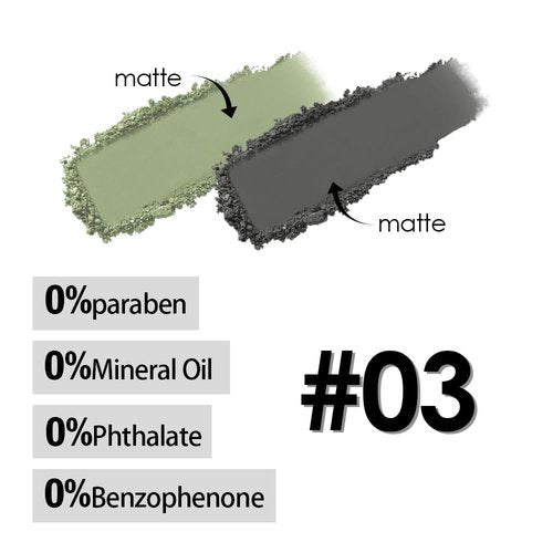 HHLTOH Two Color Matte Shimmer Eyeshadow, Green Black Double Pigment Eye Shadow Powder, Long-Lasting Waterproof Makeup Palette,Blendable, Easy-To-Apply and Compact for Travel，0.14 Oz 03#