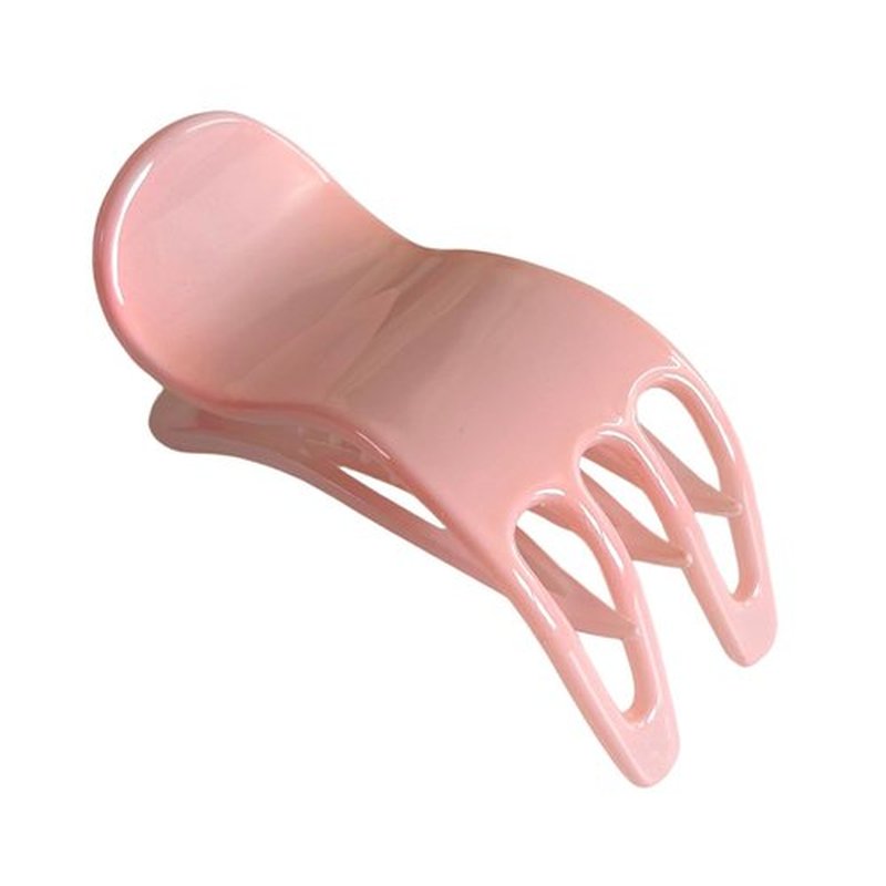 Parcelona French Simply Bear Paw Medium 3” Celluloid Non Slip Side Slide In Jaw Yoga for Fine Hair Fashion Durable Styling Women Hair Accessories Claw Clip for Girls, Made in France (Blush Pink)