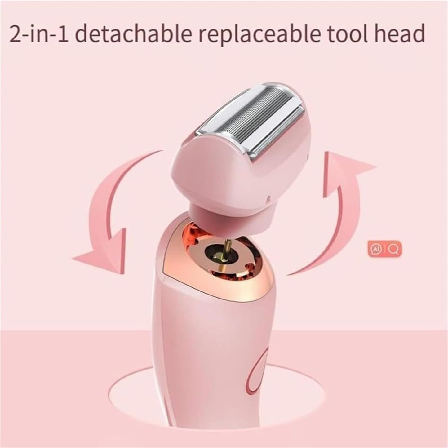 The Glide Pro 3.0 Razor, Razor for Women, 2 in 1 Wet & Dry Electric Waterproof Razor, Painless Hair Removal Removable Head for Bikini Leg Arm Underarm Area (Blue)