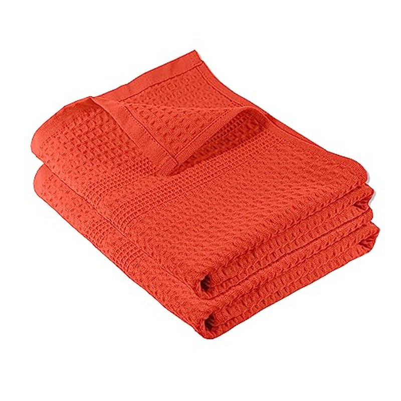GILDEN TREE Waffle Hand Towels for Bathroom Quick Dry Towel Super Absorbent Thin 100% Cotton Hand Towels Lint Free, Hand Towels for Bathroom Set of 2, Classic Style (Bright Coral)