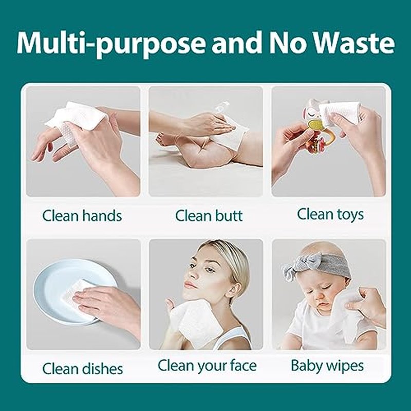 2 Pack-200 Count Disposable Face Towel,100% Cotton Facial Tissues,Biodegradable Face Towels for Adults and Baby,Lint-free Cotton Dry Wipes Multi-Purpose for Sensitive Skin, Surface Cleaning