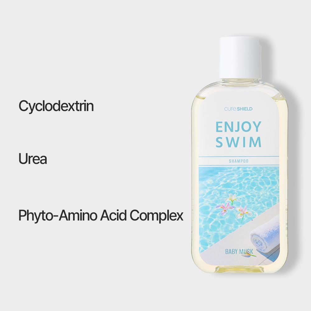 CURESHIELD Enjoy Swim Swimmer Shampoo - Hard Water Hair Treatments, Chlorine Odor Removal, Moisturizing, 6.78 Ounce (Baby Musk)