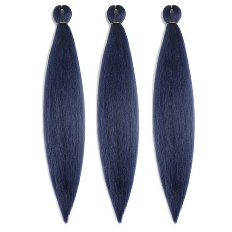BALINGHAIR Pre Stretched Braiding Hair 28 Inch Braids Hair Dark Blue Yaki Texture Hot Water Setting (A28-3Packs)