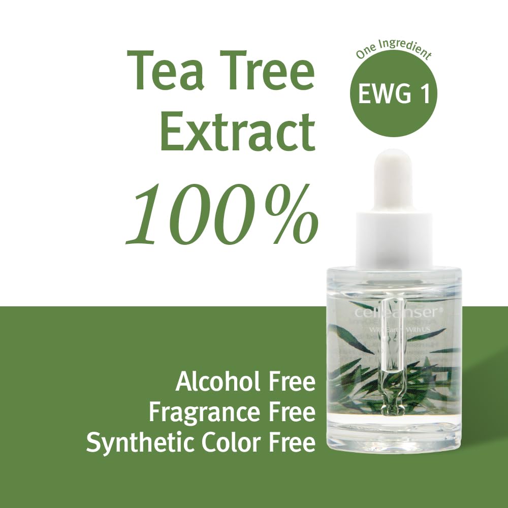 CELLEANSER Real Ampoule - 100% Tea Tree Extract Water, Single-Ingredient Purifying Serum 1.01 fl.oz