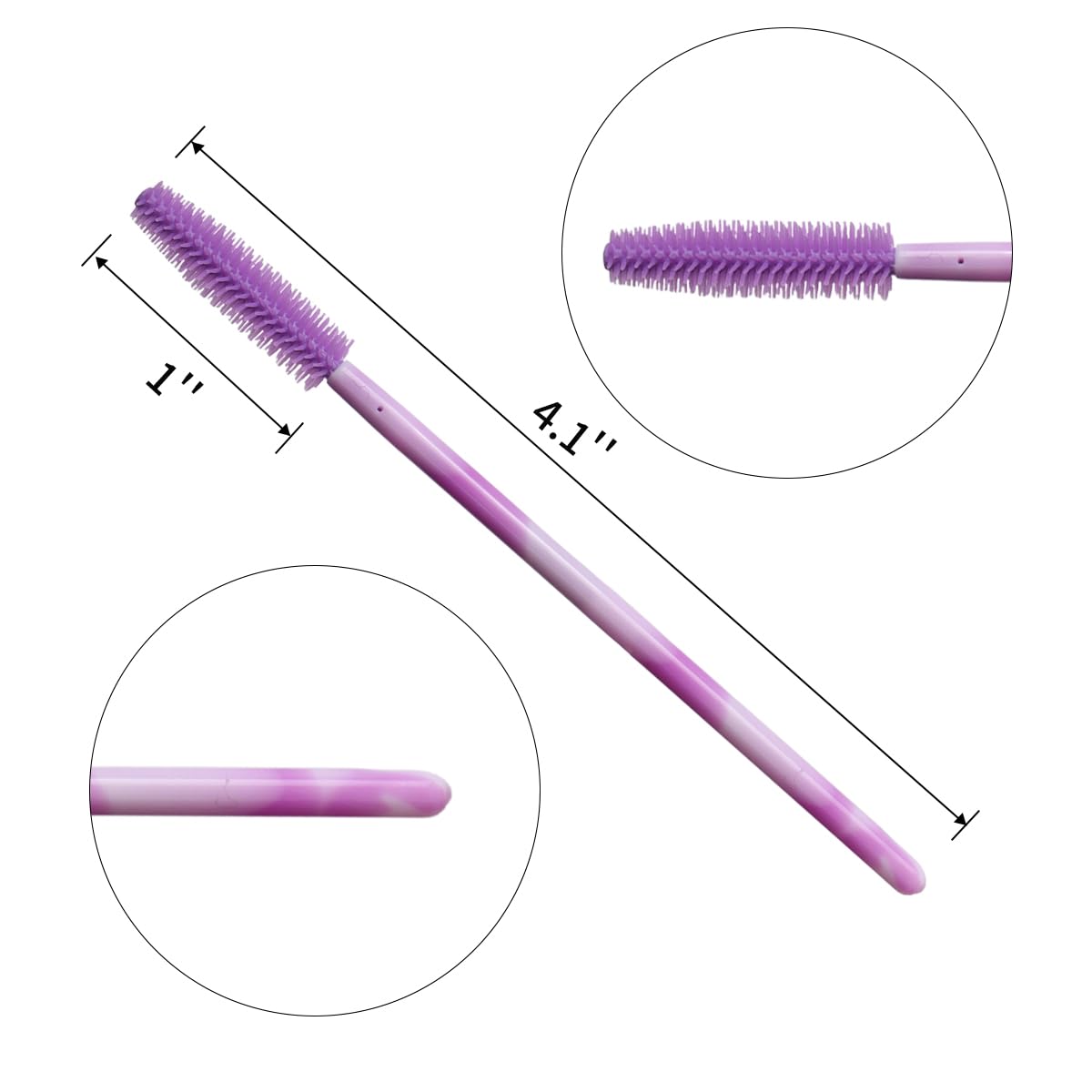 Mekupeu 50pcs Silicone Mascara Wand,Disposable Eyelash Brushes,Soft Lash Spoolie Brush For Eyelash Extensions (Deep purple)