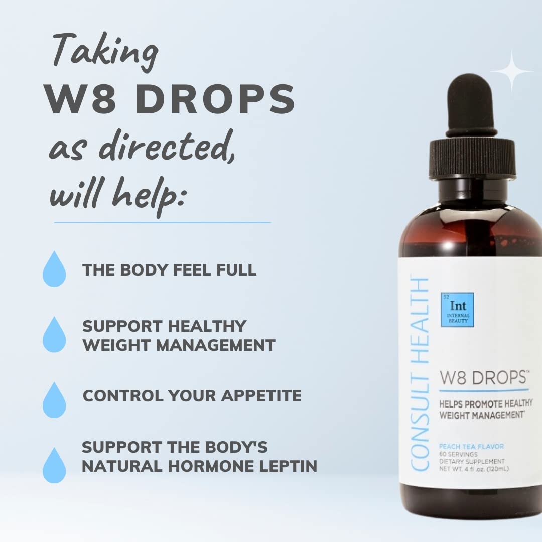Consult Health W8 Drops -Doctor Formulated Liquid Weight Loss Supplement with DygloFit- Supports Appetite Control, Metabolism & Hormone Balance - Natural Antioxidant Protection-2 Droppers Twice Daily