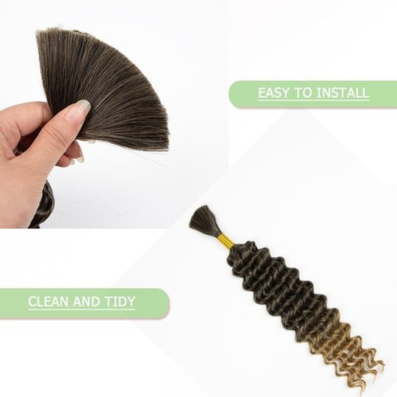 Deep Wave Bulk hair for Braiding Wet and Wavy Micro Braiding Hair No Weft Faux Deep Wave Braiding Hair Extensions for Box Boho Braids 150g with 2Bundles #1B/27 (20Inch)
