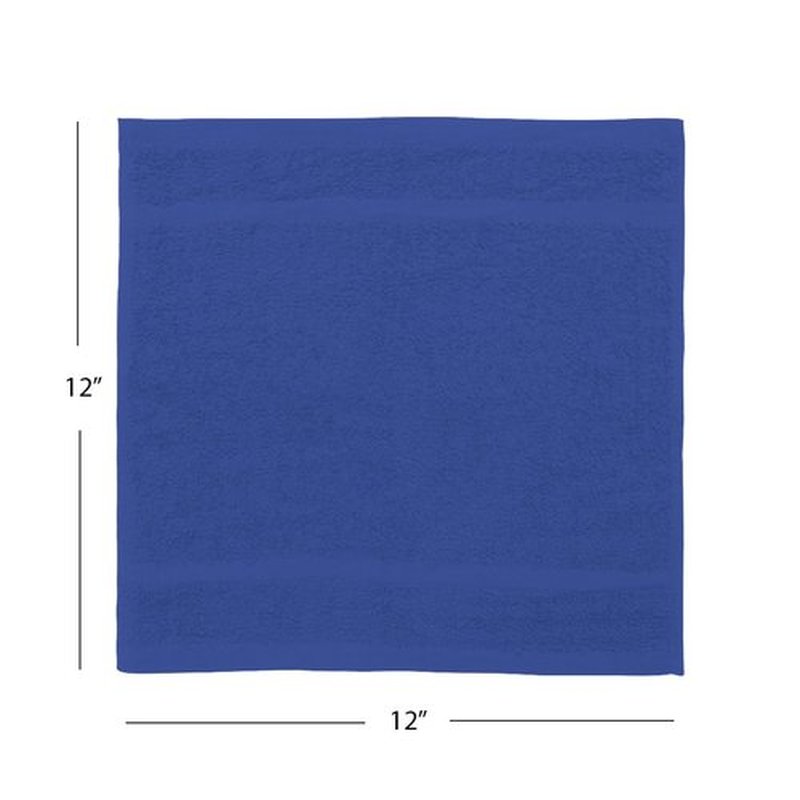 Avalon Towels Cotton Washcloths – (Pack of 24) Size 12x12 Inches, 100% Ring Spun Cotton, Soft & Absorbent Face Towels, Gym Towels, Hotel and Spa Quality, Reusable Fingertip Towels (Blue)