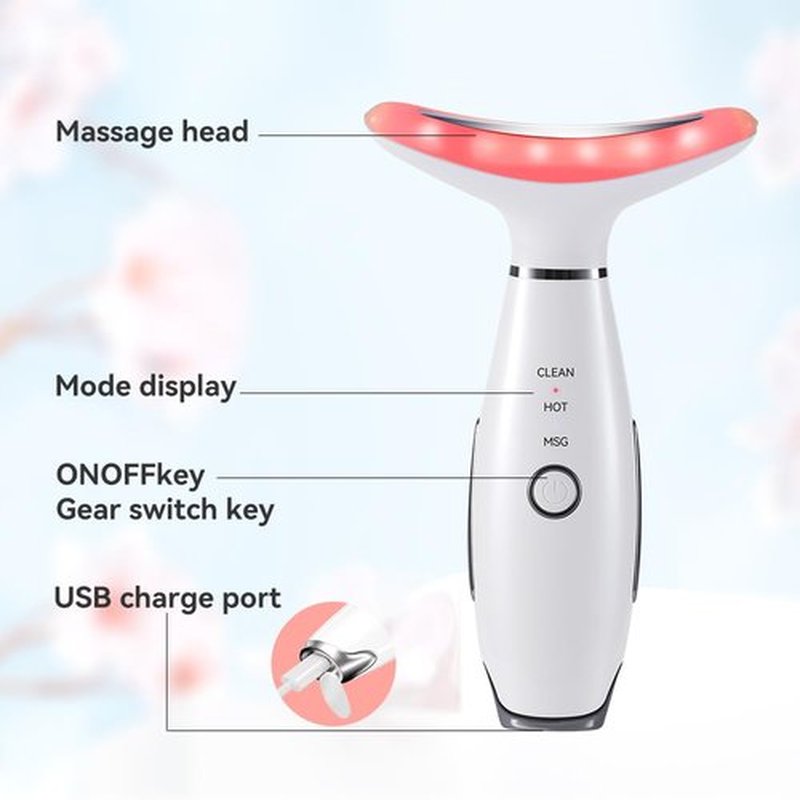 Neck Face Massager, 3 Mode Facial Massager, Face Sculpting Tool with Thermal and Vibration (White)