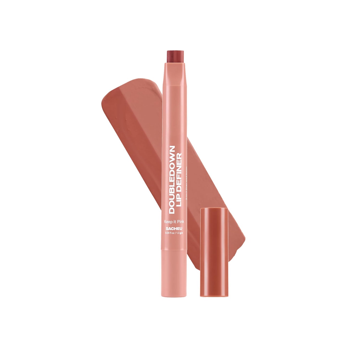 Sacheu DoubleDown Lip Definer, 2-in-1 Liner & Balm, Buildable, Keep it Pink