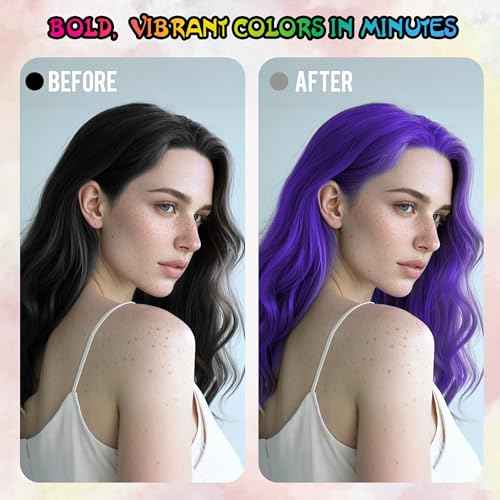 Purple Temporary Hair Color Spray - Gentle Formula, Washable & Non-Sticky | Instant Hair Dye Alternative for Adults | Halloween, Costume, Party Makeup, 150ml