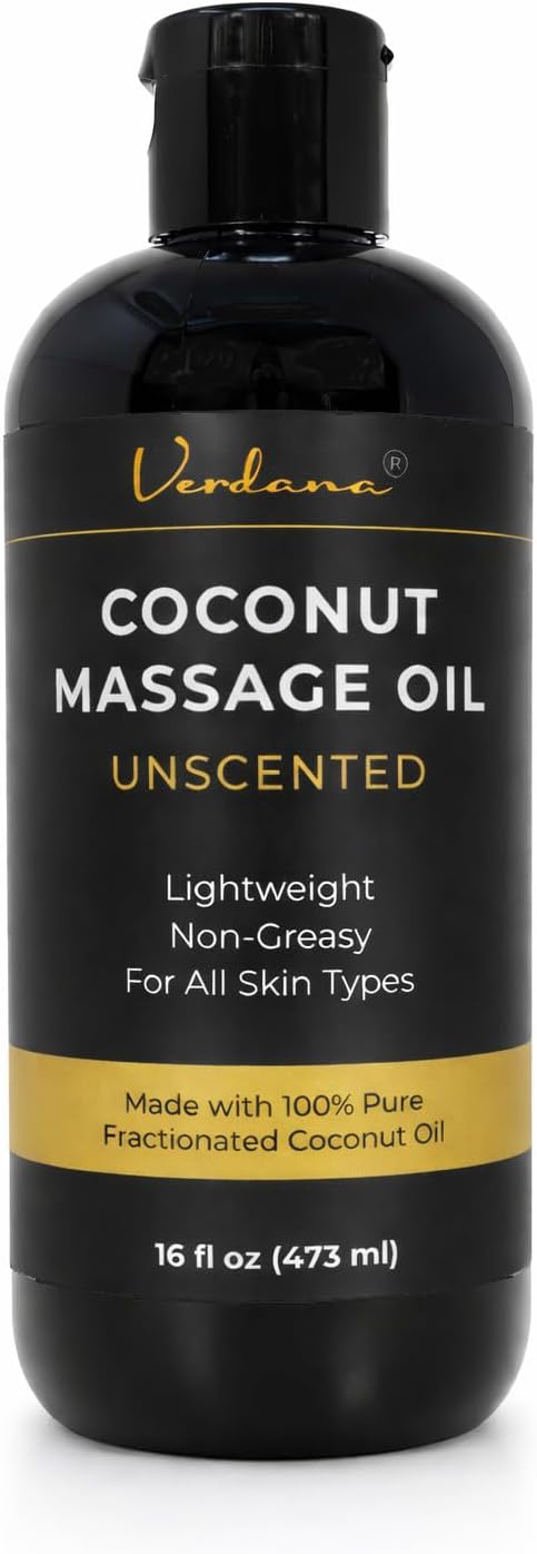 Coconut Massage Oil - Unscented, Lightweight & Non-Greasy for Therapy | 16 fl oz