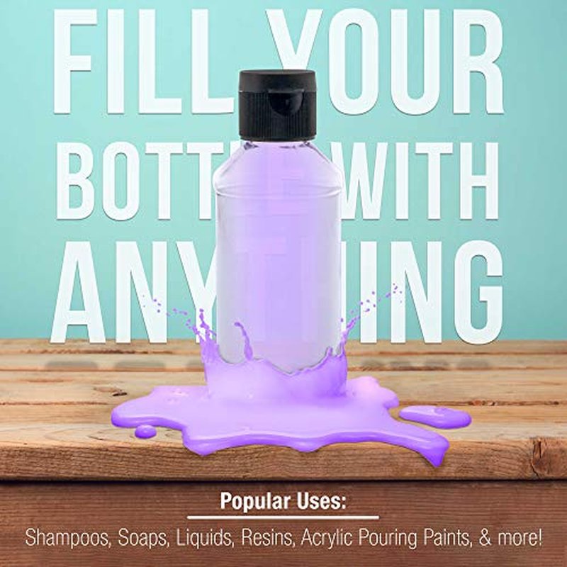 U.S. Art Supply 4 ounce Squeeze PET Plastic Bottles with Flip Cap - BPA-free, food safe, medical grade plastic, acrylic pouring paint Great For Hand Sanitizer (Pack of 24)