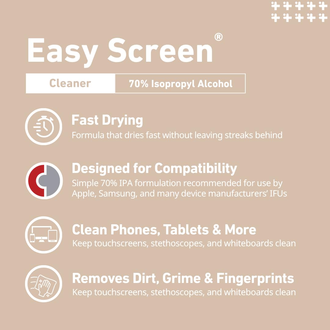 Easy Screen Cleaning Wipes, Electronic Screen Cleaning, Laptops, Monitors, Phone, Tablet, TV Screen Cleaning Wipe, 70 Wipes per Canister, Large 9"x 6" Durable Wipe