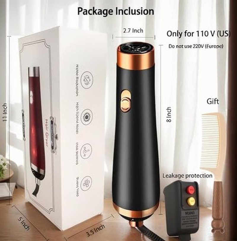 Travel Hair Dryer- 1800W High-Speed Brushless Motor Negative Ionic Blow Dryer for Fast Drying, Low Noise Thermo-Control Hair Dryers with Comb for Salon, Home and Travel.(Black)