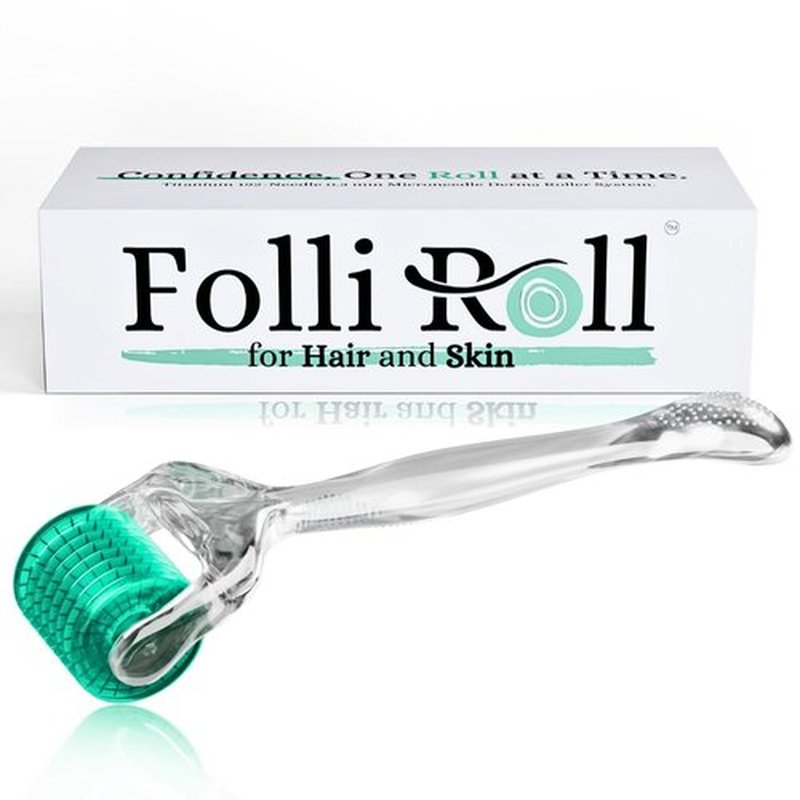 Derma Roller for Hair and Skin - 0.30mm Titanium Microneedles - for Face Scalp Derma Stamp - 192 Individual Micro Needles with Free Storage Case for Men and Women (Blue) (Sea green, 0.30mm)