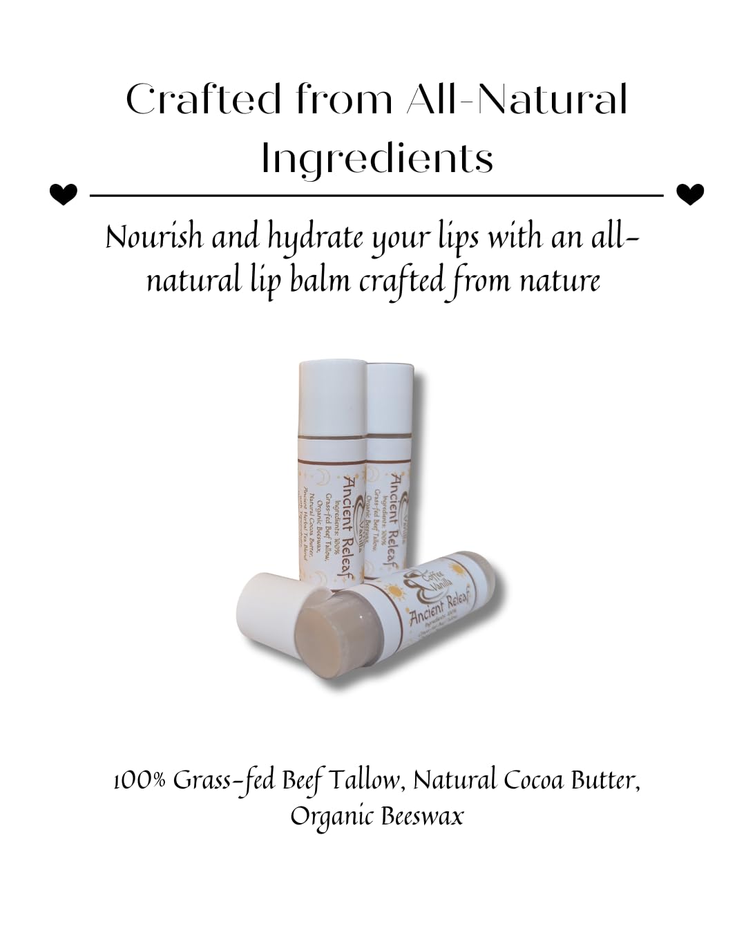Ancient Releaf Coffee and Tea Brewed Tallow Blend Lip Balm, Coffee Vanilla, 3pack