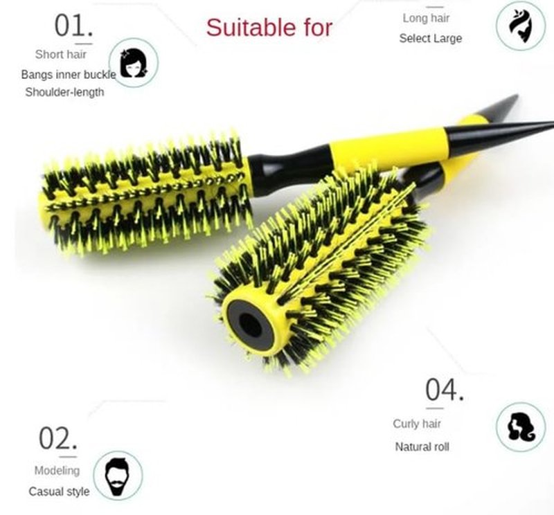 Generic Professional Brazilian Hair Brush Curlerl/Straightener (#12), Yellow and Black