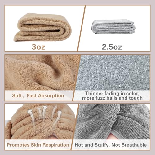 WSLFOKIDA Hair Towel, 2 Packs for Wet Hair, Hair Drying Towels, Ultra Absorbent Twist Hair, for Drying Long & Thick Hair (Brown)