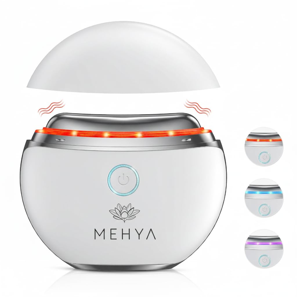 MEHYA Advanced Facial Massager – Professional Electric Gua Sha & Face Sculpting Tool with Heat, Vibration & Micro-Current for Face & Neck Lifting, Firming, Depuffing and Lymphatic Drainage, White