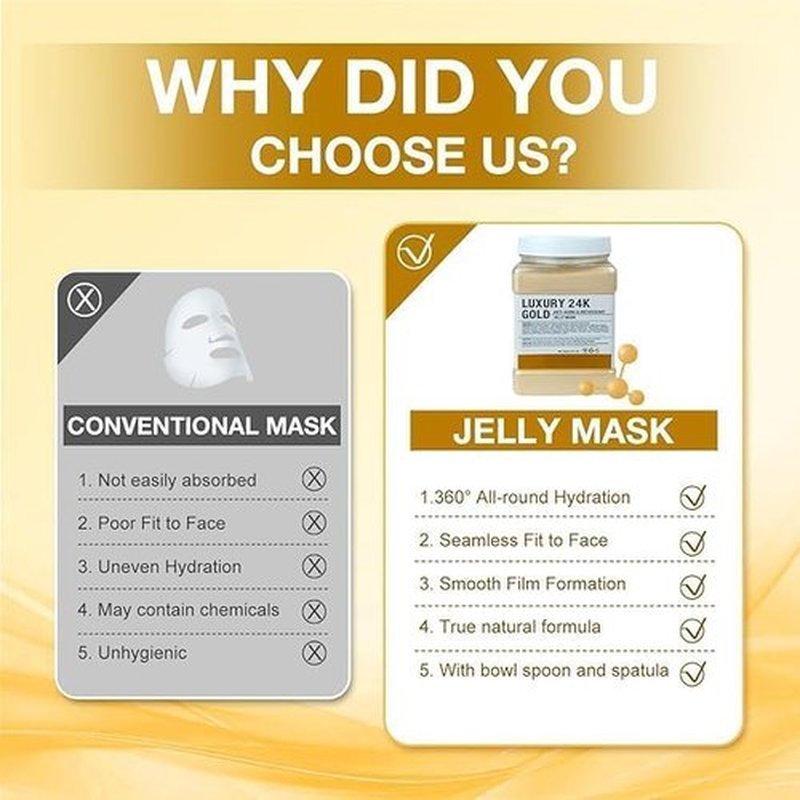 Angeland Jelly Mask for Facials Professional Natural Gel Face Masks, Moisturizing & Hydrating Jelly Face Masks, Peel Off Face Masks SkinCare 23 Fl Oz (24K Gold)