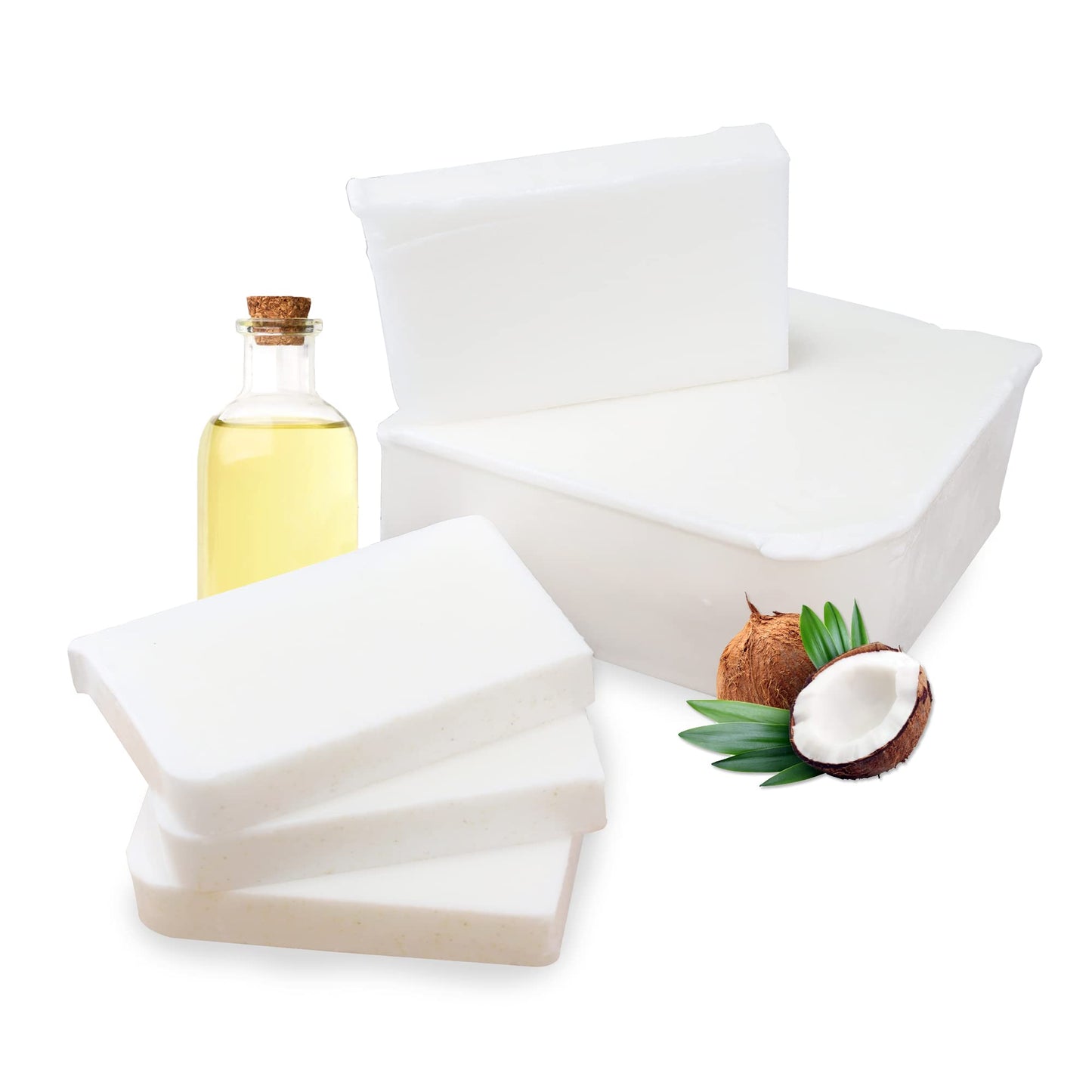 Primal Elements Coconut Oil Soap Base - Moisturizing Melt and Pour Glycerin Soap Base for Crafting and Soap Making, Easy to Cut - 5 Pound