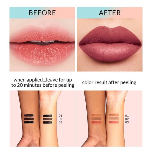 Timbersonic Lip Stain, Timbersonic Peel off Lip Stain, Timbersonic Peel off Lip Liner, Long Lasting Lip Stain Peel Off, Infused with Hyaluronic Acid & Vitamin E, For All Skin Type (#1+#2)
