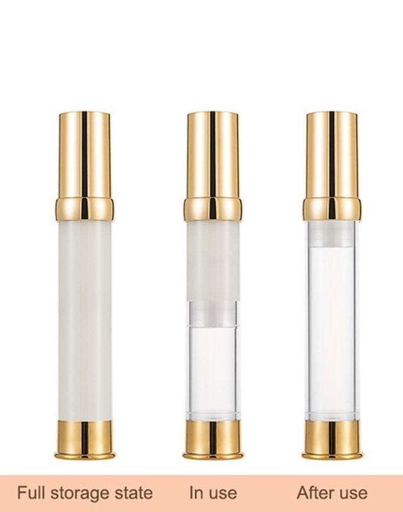 Golden Airless Pump Bottle Travel Set with Box Refillable Empty Cosmetic Pump Bottle Vacuum Pump Bottles for Liquids Such as Hand Soap,Toner,Foundation,Hair Oil,Lotion and Cream(1oz/30ml,4 Pack)