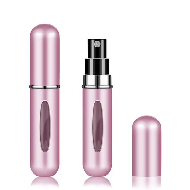 Fivexing 2Pcs Refillable Perfume Atomizer Bottles，Portable Mini Separate Perfume Bottle，Travel and Outings Spray Boxes Dispensers 5ml/0.2oz(Matte Pink)