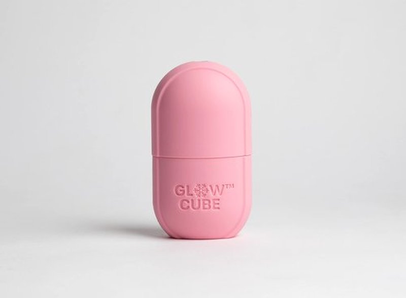 Glow Cube Ice Roller For Face Eyes and Neck To Brighten Skin & Enhance Your Natural Glow/Reusable Facial Tool to Tighten & Tone Skin & De-Puff The Eye Area (Pastel Pink)