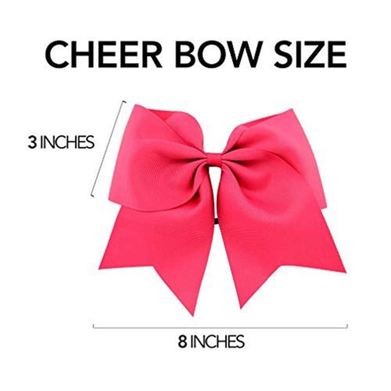 CEELGON Large Cheer Bows Ponytail Holder Girls Elastic Hair Ties 8" 20PCS Pink Hair Accessories for Teens Women Girls Softball Competition Sports Cheerleaders