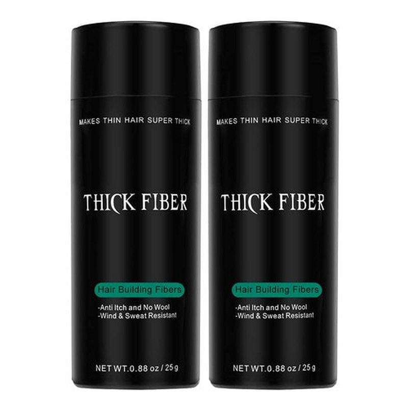 THICK FIBER Hair Fibers for Thinning Hair & Bald spots (DARK BROWN, Pack of 2) - 25g Bottle - Conceals Hair Loss in Seconds - Hair Powder For Women & Men