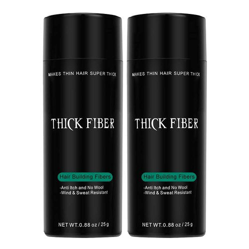 THICK FIBER Hair Fibers For Thinning Hair & Bald Spots (MEDIUM BROWN, Pack of 2) - 25g Bottle - Conceals Hair Loss in Seconds - Hair Powder For Women & Men