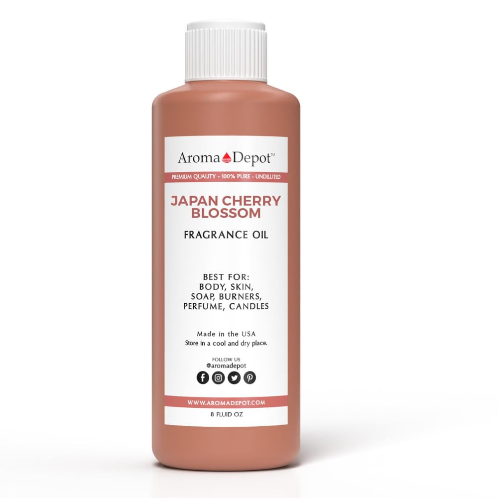 Aroma Depot 8 fl oz Japanese Cherry Blossom Fragrance Oil – Scent for Candle Making, Soap Making, Wax Melts, Diffusers, Body Oil Blends & Incense (240ml)