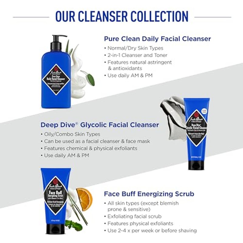 Jack Black Face Buff Energizing Scrub, 6 Fl Oz – Vitamin C & Mint – Deep Cleaning Pre-Shave Cleanser, Men’s Facial Scrub, Remove Oil, Dirt & Dead Skin, Men’s Cleanser, Hydrating Skincare
