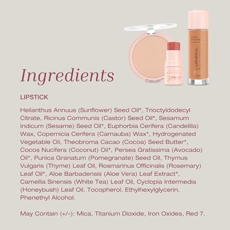Mineral Fusion Lipstick, Vivid & Smudge-Free Lip Color with Avocado Oil, Cocoa Seed Butter & More, Long-Lasting Vegan Lipstick, FD&C Dye-Free, Cruelty-Free, Paraben-Free, Gluten Free, Kir Royale