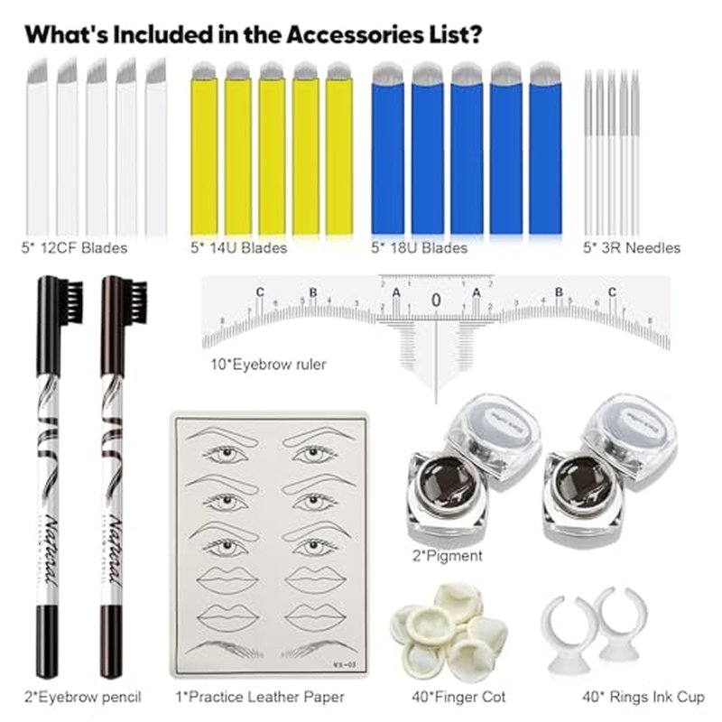 MOKOHOA Microblading Kit, Eyebrow Microblading Pen Microblade Kit with microblading blades Microblading Supplies for Permanent Makeup Supplies