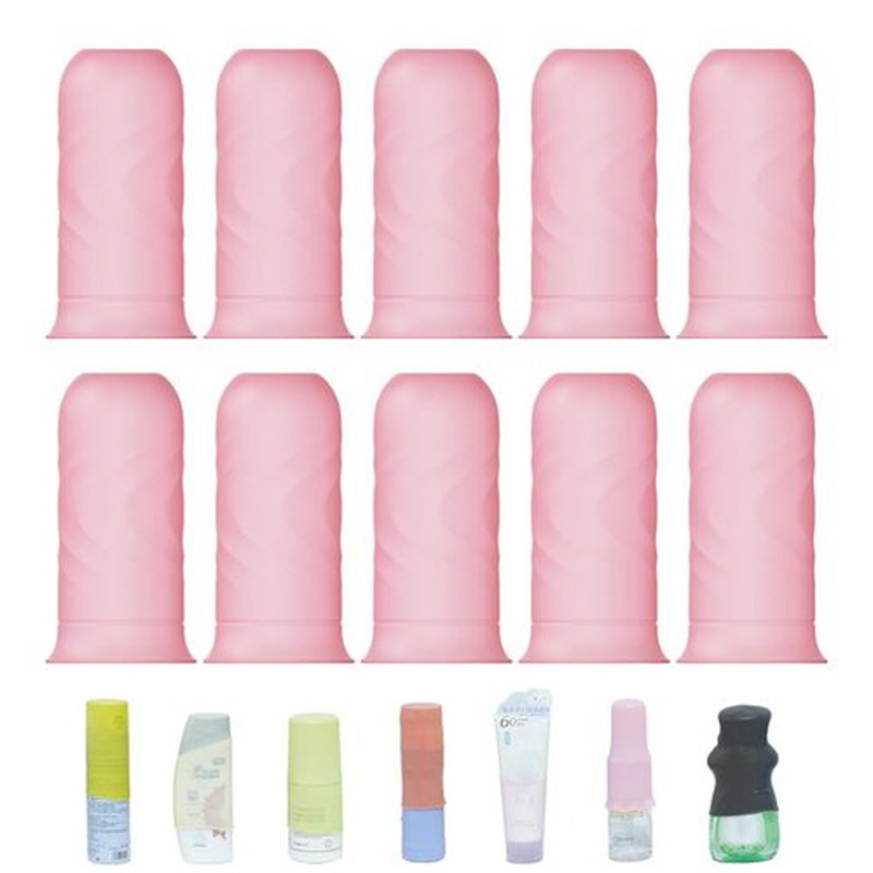 NELSHP Travel Bottle Covers,10 Pack Silicone Travel Size Container Sleeves,Stretching Travel Accessories for Shampoo Lotion Conditioner Wash Body Bottles