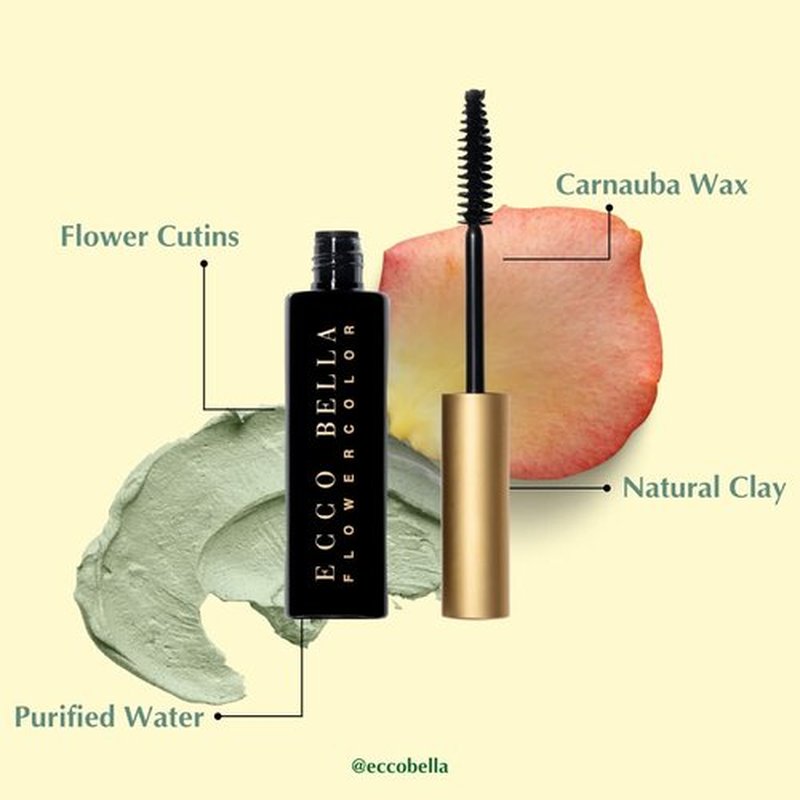 Ecco Bella FlowerColor Vegan Mascara Brown - Long Lasting Organic Formula for Sensitive Eyes - All Natural and Water Resistant Mascara - Cruelty-Free, Gluten-Free, Fragrance-Free, and Plant-Based