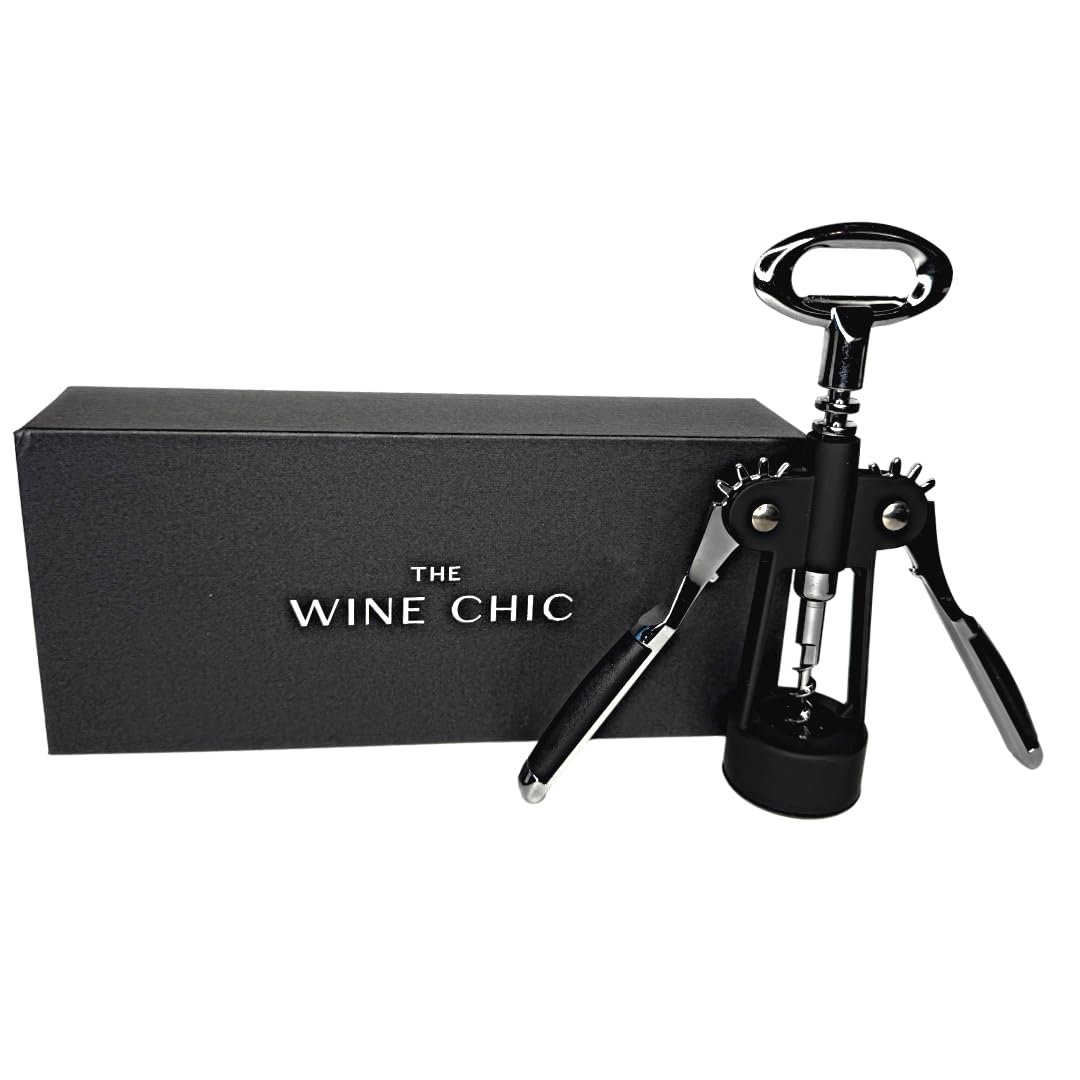 The Wine Chic Heavy Duty Winged Wine Opener, Durable Corkscrew Wine Opener in Elegant Gift Box, Easy to Use Wine Bottle Opener for Effortless Wine Opening
