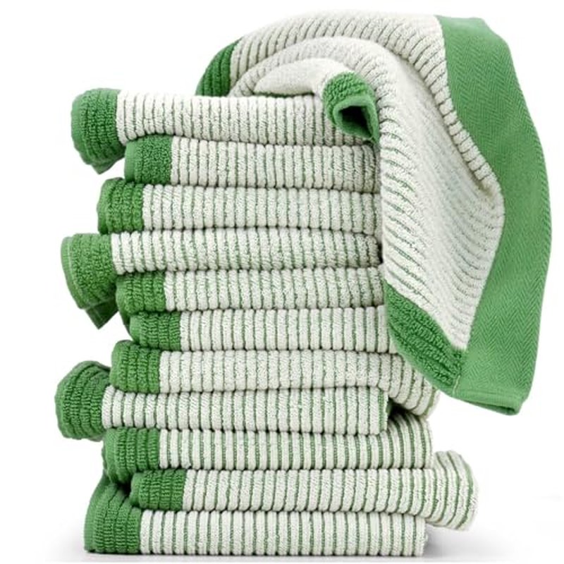 Cleanbear Wash Cloths for Showering, 12 Washcloths with Stylish Jacquard Weaved Design, Cotton Washcloth Set, 13 x 13 Inches, Gray
