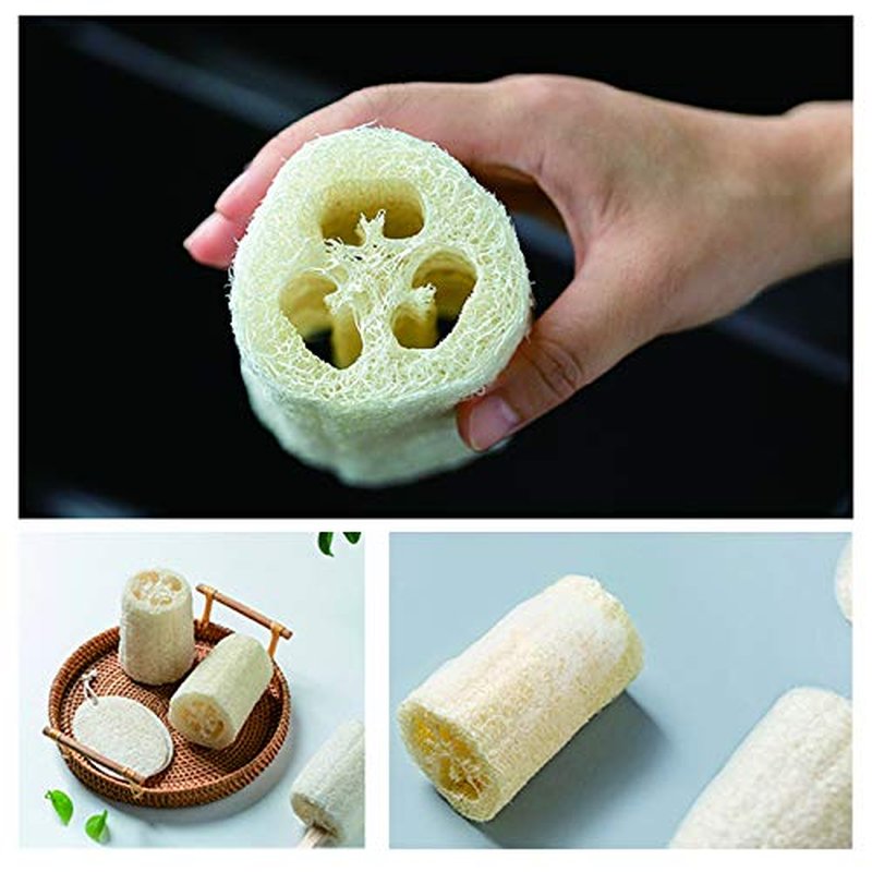 pisdoplop 5" Natural Loofah Exfoliating Body Sponge Scrubber for Skin Care in Bath Spa Shower Pack of 4
