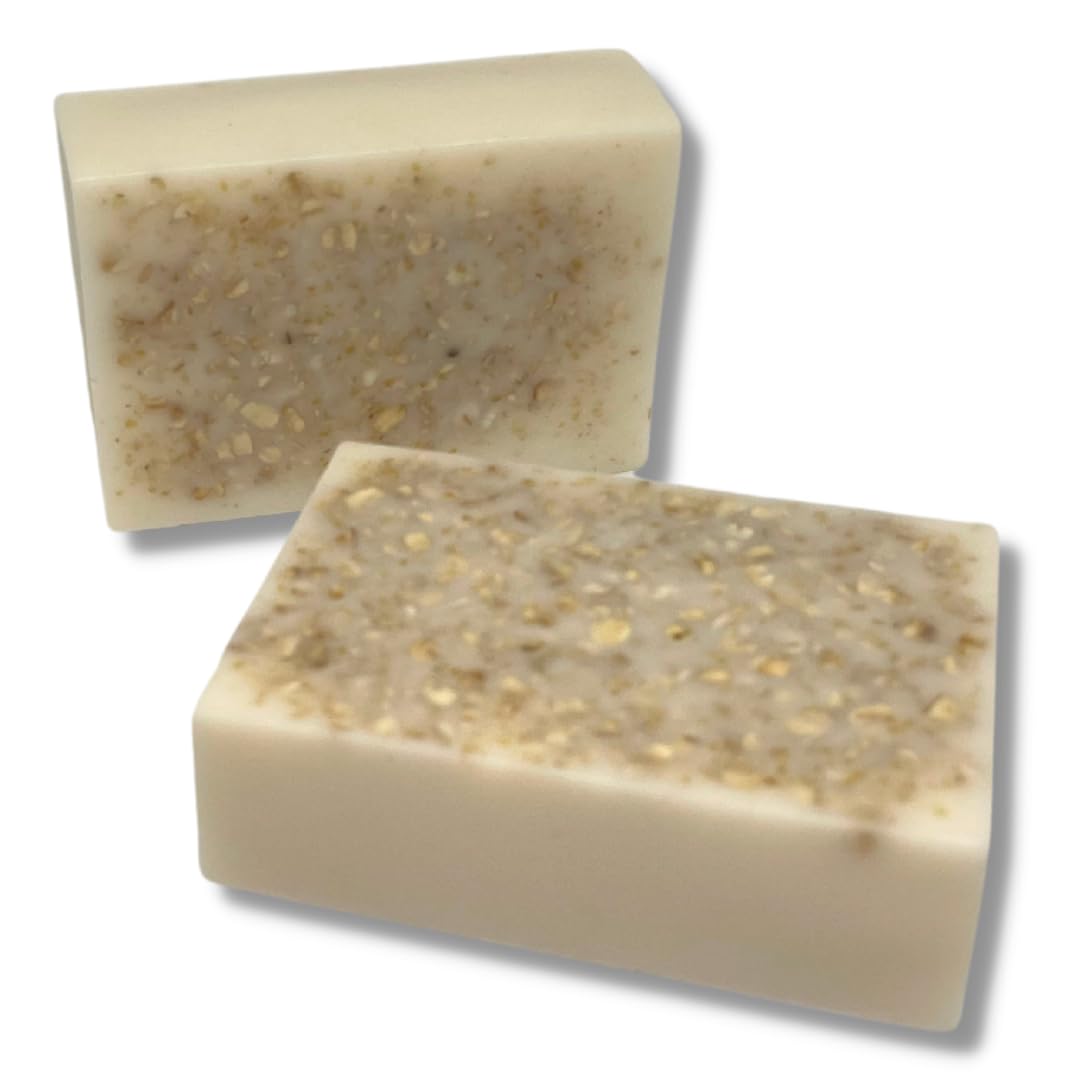 Oatmeal & Manuka Honey Goat's Milk Handmade Soap – Face & Body Cleansing Bar, Oatmeal Soap, Honey Soap, Light Exfoliating Soap, Rich Creamy Lather, Daily Cleansing Soap, 4 oz (4 Pack)