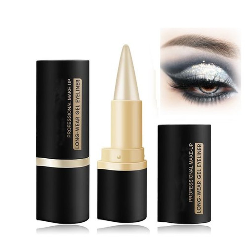 Matte Quick-Dry Eyeliner,Long Wear Gel Eyeliner Pencil,Natural Black Eyeliner Cream Waterproof Eyeliner Pen,Smokey Eyeshadow Palette Stick Crayon,Gel Eye Liner for Goth Halloween Makeup (Silver)