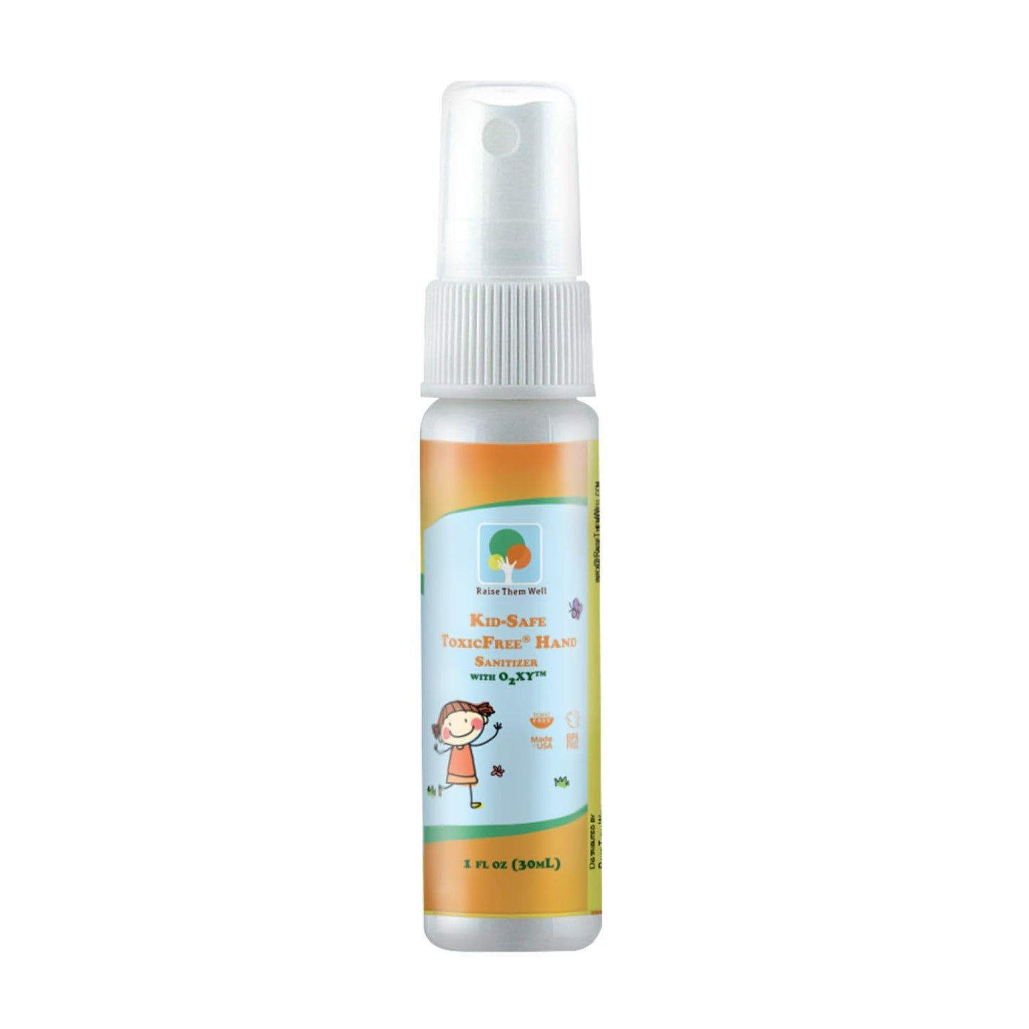 Raise Them Well Kid-Safe Hand Sanitizer Spray for Travel & School, Alcohol-Free & Non-Toxic, Gentle Skin Formula, TSA-Approved Pocket Size, for Families, Daycare, and On-the-Go Use, Pack of 3