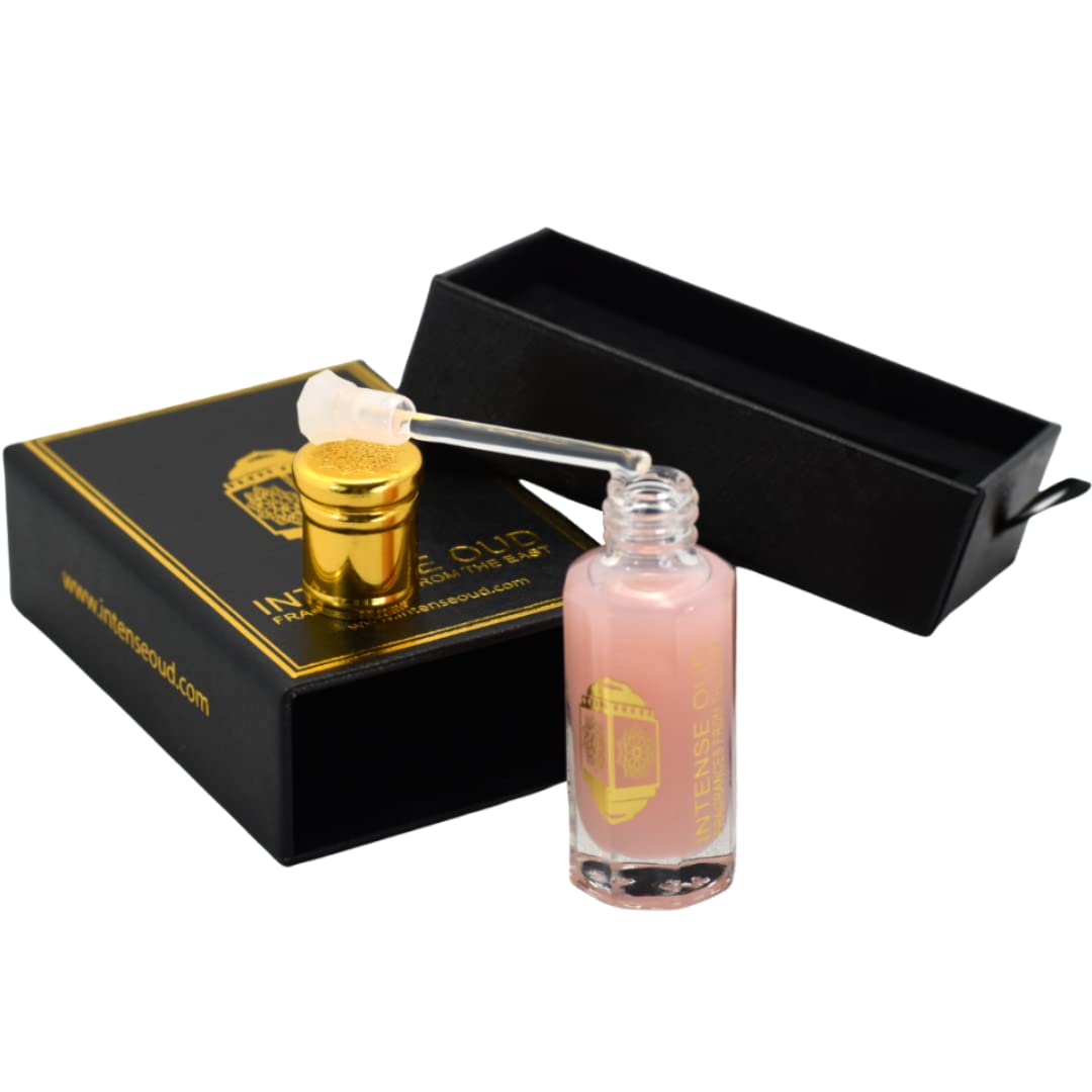 INTENSE OUD Pink Musk Arabian Perfume Oil for Men & Women, 12ml (0.40 oz) Alcohol-Free, Concentrated Fragrance with Violet & Vanilla Notes, Long-Lasting in Black Gift Box