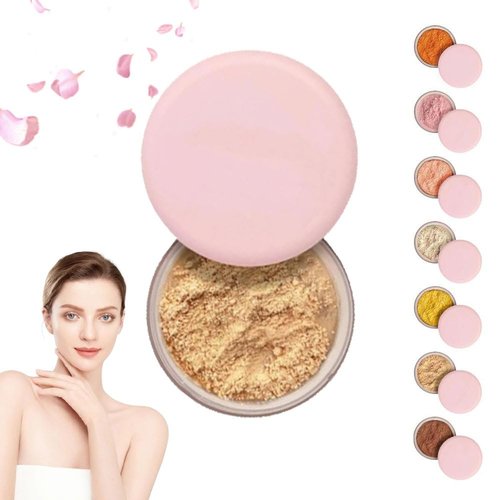 Blurring Setting Powder, 2025 Upgrade Pink Setting Powder Makeup Waterproof Setting Powder for All Skin Tones(#06)