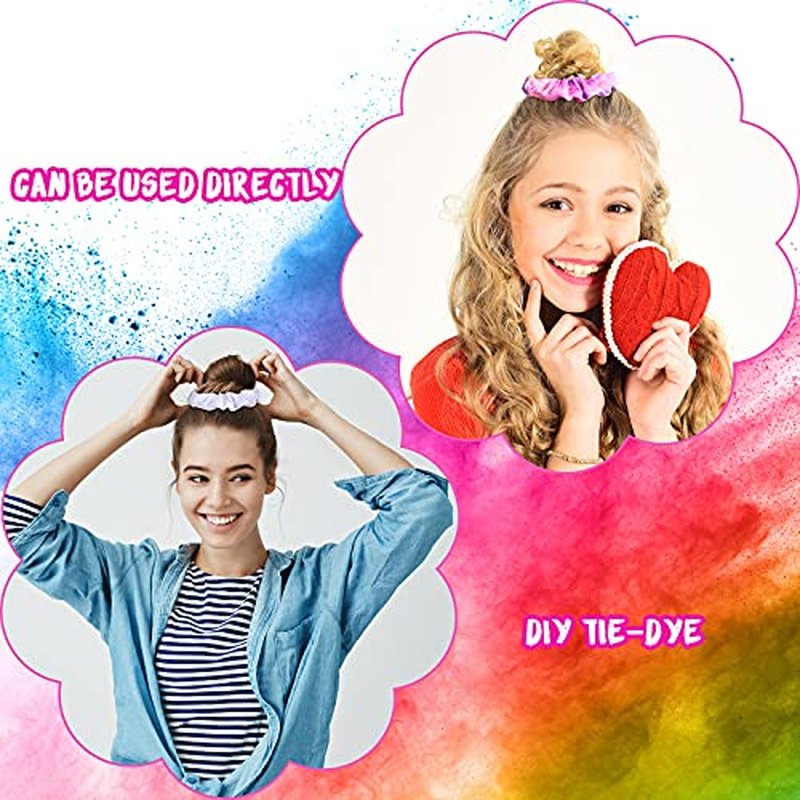Waydress 12 Pieces Tie Dye White Scrunchies and White Stretchy Headband, Solid Scrunchies Elastic Hair Ties Cotton Soft Elastic Headbands Yoga Headband Ponytail Holder for Women Hair Styling