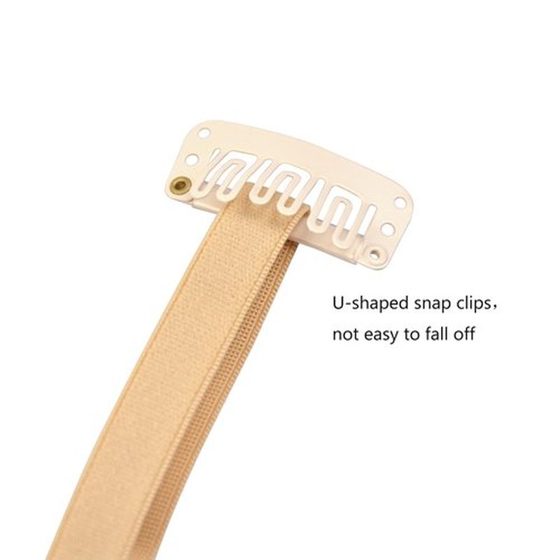 YTBYT 4 Pcs Facelift Bands with Clips Invisible Face Stretching Lifting Strap Adjustable Elastic Band Face Slimming Band (24cm Blonde Single Bands)