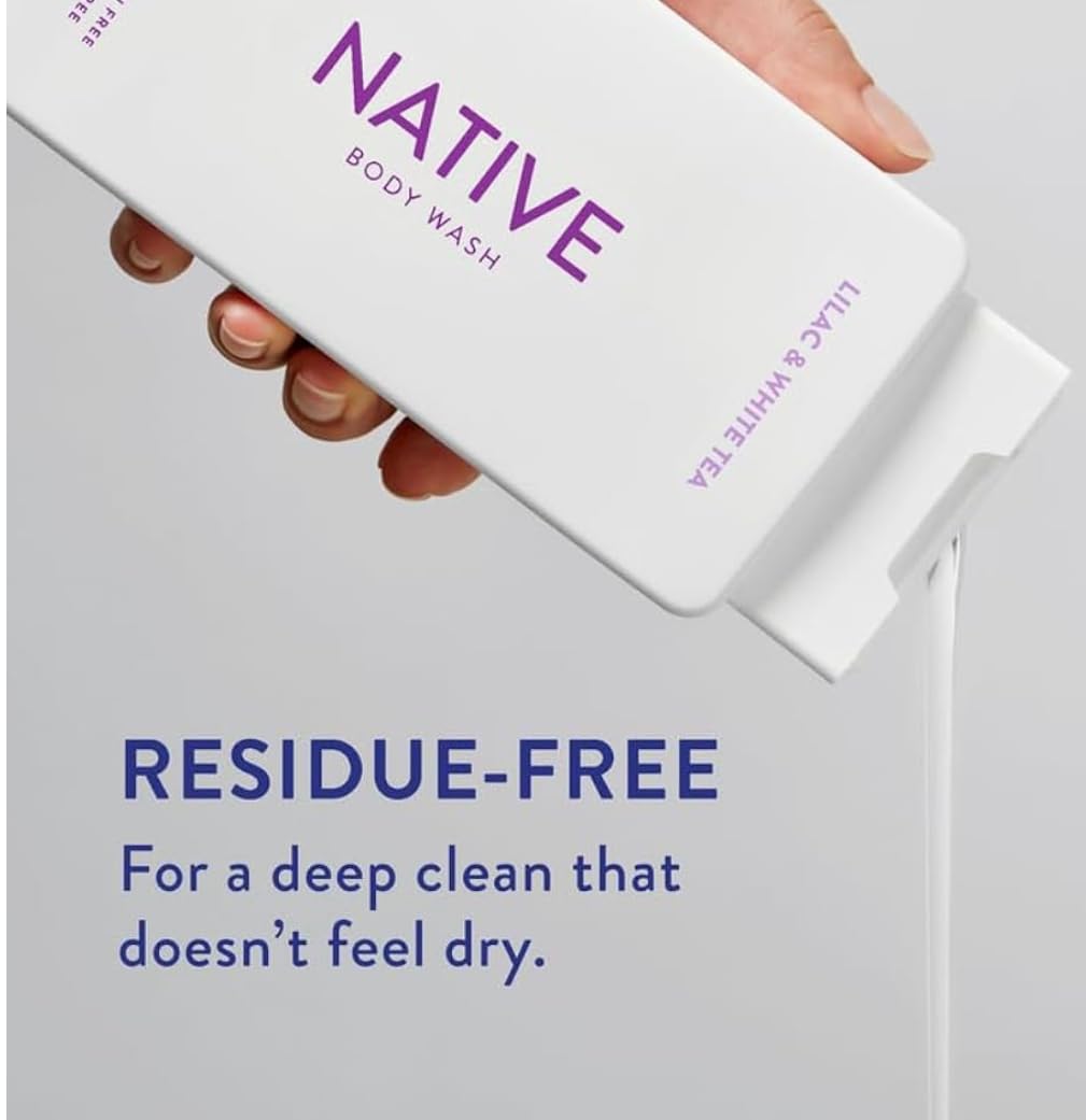 Native Body Wash Contains Naturally Derived Ingredients | For Women & Men, Sulfate, Paraben, & Dye Free Leaving Skin Soft and Hydrating | Lilac & White Tea 18 oz (Pack of 2)